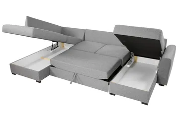 Wilma Stor 6-sits U-formad Bäddsoffa med Förvaring - Svart - Products - Möbler - Soffa - Bäddsoffa - Bäddsoffa divan