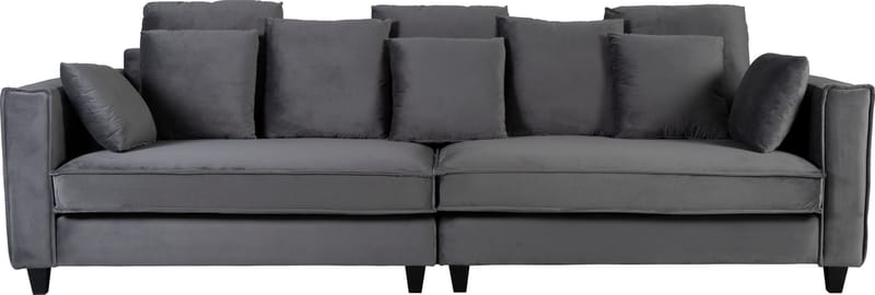 Brandy 4-sits soffa grå sammet - 270 cm bred och 114 cm djup, Mörkgrå