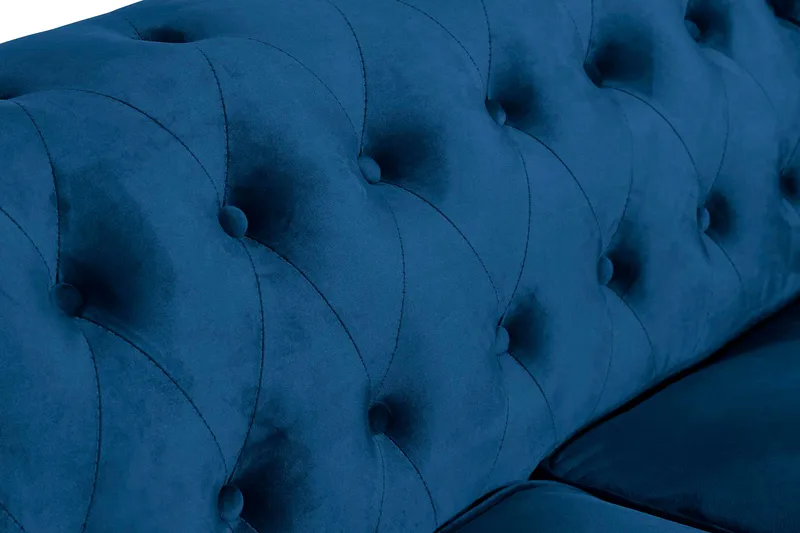 Chesterfield Lyx 2-sits Liten sammetssoffa - Djup soffa 160 cm bred - Blå - Products - Möbler - Soffa - 2 sits soffa