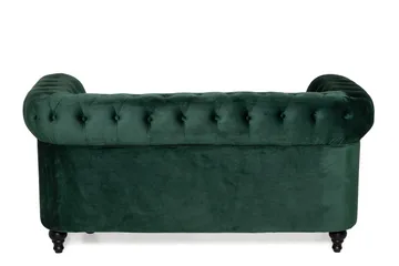 Chesterfield Lyx 2-sits Liten sammetssoffa - Djup soffa 160 cm bred - Grön - Products - Möbler - Soffa - 2 sits soffa