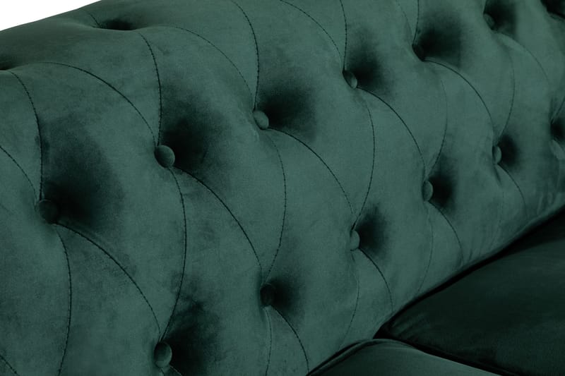 Chesterfield Lyx 2-sits Liten sammetssoffa - Djup soffa 160 cm bred - Grön - Products - Möbler - Soffa - 2 sits soffa