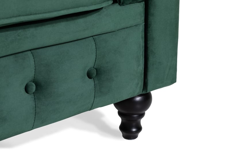 Chesterfield Lyx 2-sits Liten sammetssoffa - Djup soffa 160 cm bred - Grön - Products - Möbler - Soffa - 2 sits soffa