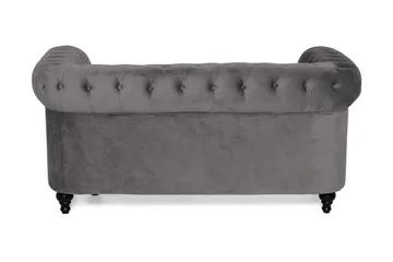 Chesterfield Lyx 2-sits Liten Sammetssoffa - Djup soffa 160 cm bred - Mörkgrå - Products - Möbler - Soffa - 2 sits soffa