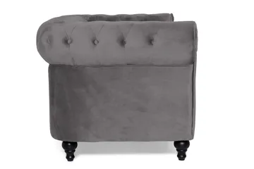 Chesterfield Lyx 2-sits Liten Sammetssoffa - Djup soffa 160 cm bred - Mörkgrå - Products - Möbler - Soffa - 2 sits soffa