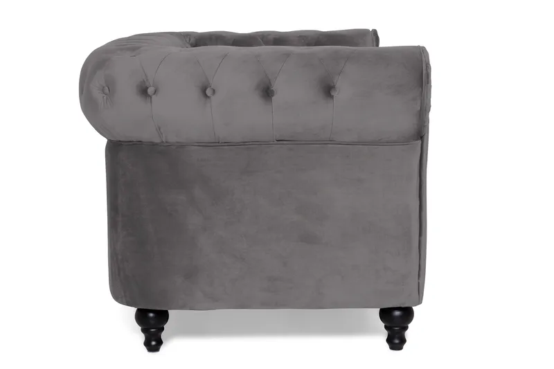 Chesterfield Lyx 2-sits Liten Sammetssoffa - Djup soffa 160 cm bred - Mörkgrå - Products - Möbler - Soffa - 2 sits soffa