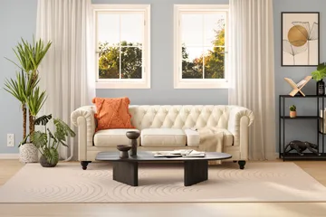 Chesterfield Lyx 3 sits Sammetssoffa- Djup soffa - Beige - Products - Möbler - Soffa - Chesterfield soffa