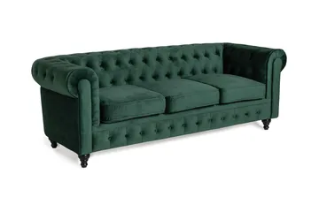Chesterfield Lyx 3 sits Sammetssoffa - Djup soffa - Grön - Products - Möbler - Soffa - Chesterfield soffa
