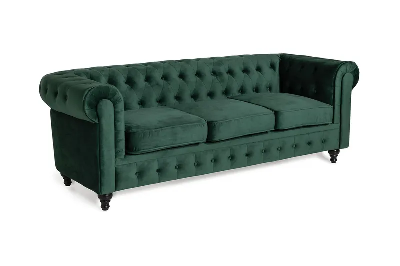 Chesterfield Lyx 3 sits Sammetssoffa - Djup soffa - Grön - Products - Möbler - Soffa - Chesterfield soffa