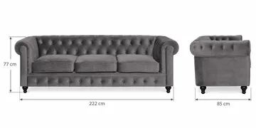 Chesterfield Lyx 3 sits Sammetssoffa - Djup soffa - Mörkgrå - Products - Möbler - Soffa - Chesterfield soffa