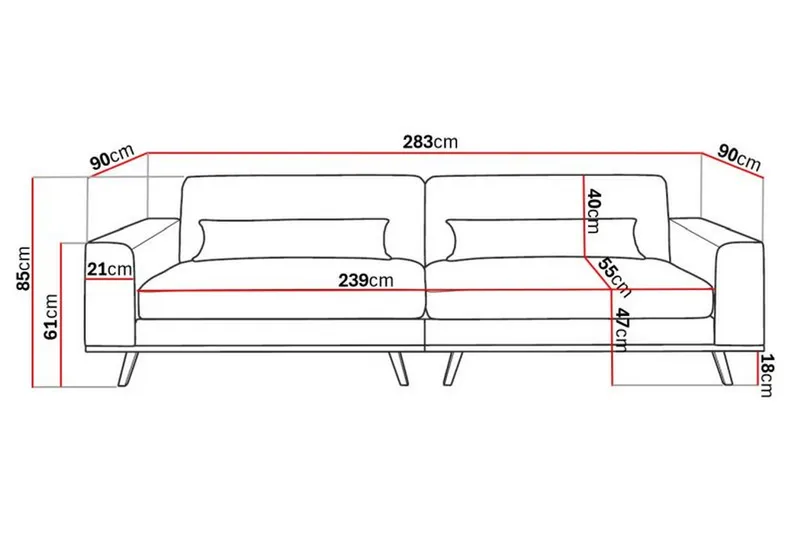 Copenhagen 4-sits Soffa i Konstläder - Brun - Products - Möbler - Soffa - 4 sits soffa