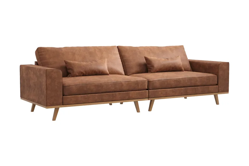 Copenhagen 4-sits Soffa i Konstläder - Brun - Products - Möbler - Soffa - 4 sits soffa