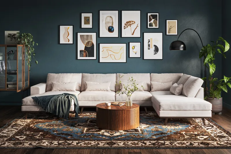 Copenhagen 5-sits Högervänd U-formad Large Soffa med Divan och Schäslong i Chenille - Beige - Products - Möbler - Soffa - U-soffa