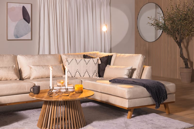 Copenhagen 5-sits Högervänd U-formad Large Soffa med Divan och Schäslong i Sammet - Beige - Products - Möbler - Soffa - Sammetssoffa