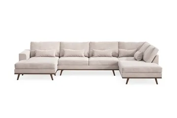Copenhagen 5-sits Högervänd U-formad Large Soffa med Divan och Schäslong i Sammet - Beige - Products - Möbler - Soffa - Sammetssoffa