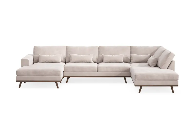 Copenhagen 5-sits Högervänd U-formad Large Soffa med Divan och Schäslong i Sammet - Beige - Products - Möbler - Soffa - Sammetssoffa