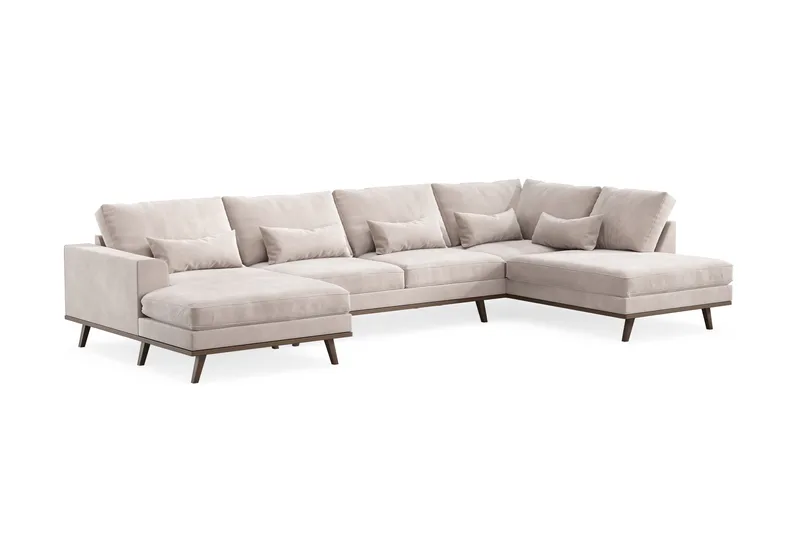 Copenhagen 5-sits Högervänd U-formad Large Soffa med Divan och Schäslong i Sammet - Beige - Products - Möbler - Soffa - Sammetssoffa