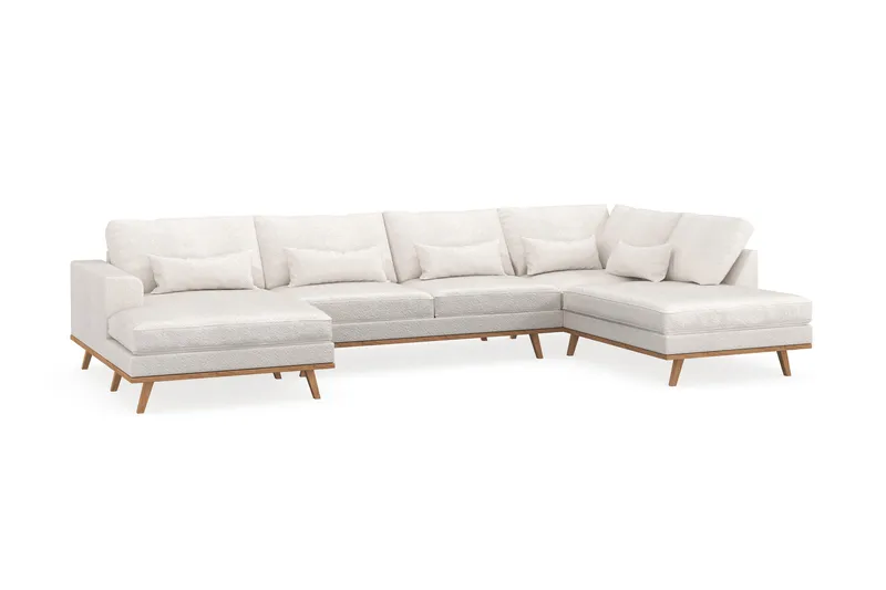 Copenhagen 5-sits Högervänd U-formad Soffa med Divan och Schäslong i Bouclé - Vit - Products - Möbler - Soffa - U-soffa