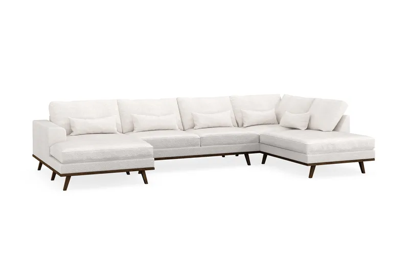 Copenhagen 5-sits Högervänd U-formad Soffa med Divan och Schäslong i Bouclé - Vit - Products - Möbler - Soffa - U-soffa