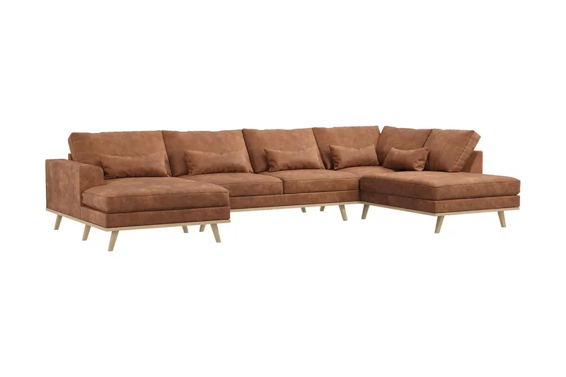 Copenhagen 5-sits Högervänd U-formad Soffa med Divan och Schäslong i Konstläder - Brun - Products - Möbler - Soffa - Skinnsoffa