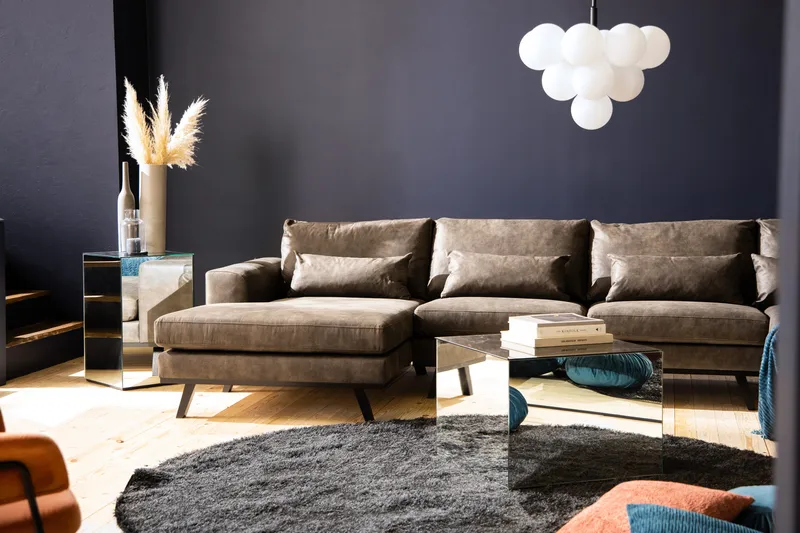 Copenhagen 5-sits Högervänd U-formad Soffa med Divan och Schäslong i Konstläder - Mörkgrå - Products - Möbler - Soffa - Skinnsoffa