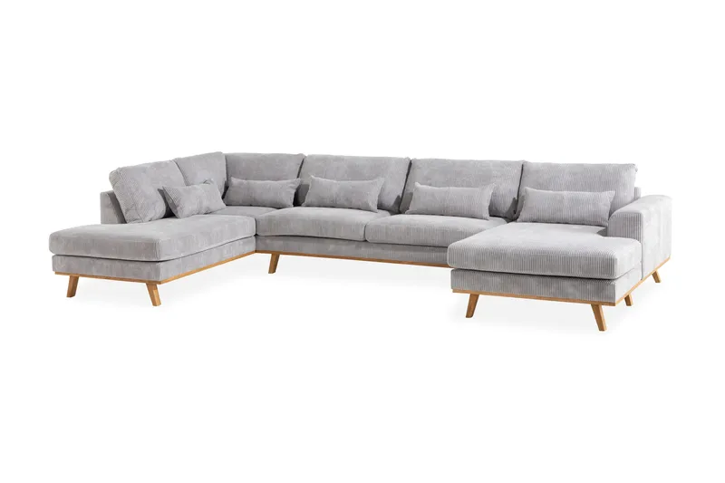 Copenhagen 5-sits Högervänd U-formad Soffa med Divan och Schäslong i Manchester - Ljusgrå - Products - Möbler - Soffa - U-soffa