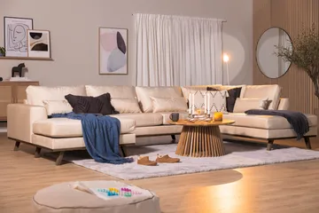Copenhagen 5-sits Högervänd U-formad Soffa med Divan och Schäslong i Sammet - Beige - Products - Möbler - Soffa - Sammetssoffa