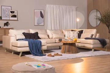 Copenhagen 5-sits Högervänd U-formad Soffa med Divan och Schäslong i Sammet - Beige - Products - Möbler - Soffa - Sammetssoffa