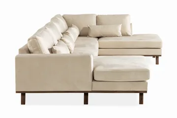Copenhagen 5-sits Högervänd U-formad Soffa med Divan och Schäslong i Sammet - Beige - Products - Möbler - Soffa - Sammetssoffa