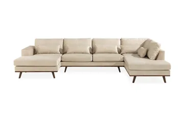 Copenhagen 5-sits Högervänd U-formad Soffa med Divan och Schäslong i Sammet - Beige - Products - Möbler - Soffa - Sammetssoffa