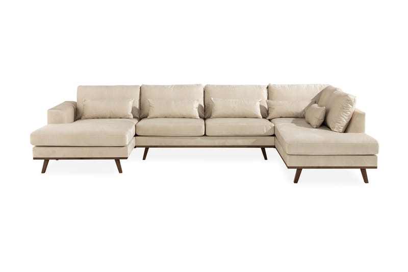 Copenhagen 5-sits Högervänd U-formad Soffa med Divan och Schäslong i Sammet - Beige - Products - Möbler - Soffa - Sammetssoffa
