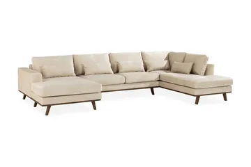 Copenhagen 5-sits Högervänd U-formad Soffa med Divan och Schäslong i Sammet - Beige - Products - Möbler - Soffa - Sammetssoffa