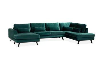 Copenhagen 5-sits Högervänd U-formad Soffa med Divan och Schäslong i Sammet - Grön - Products - Möbler - Soffa - Sammetssoffa