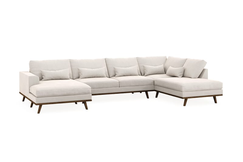 Copenhagen 5-sits Högervänd U-formad Soffa med Divan och Schäslong i Sammet - Krämvit - Products - Möbler - Soffa - Sammetssoffa