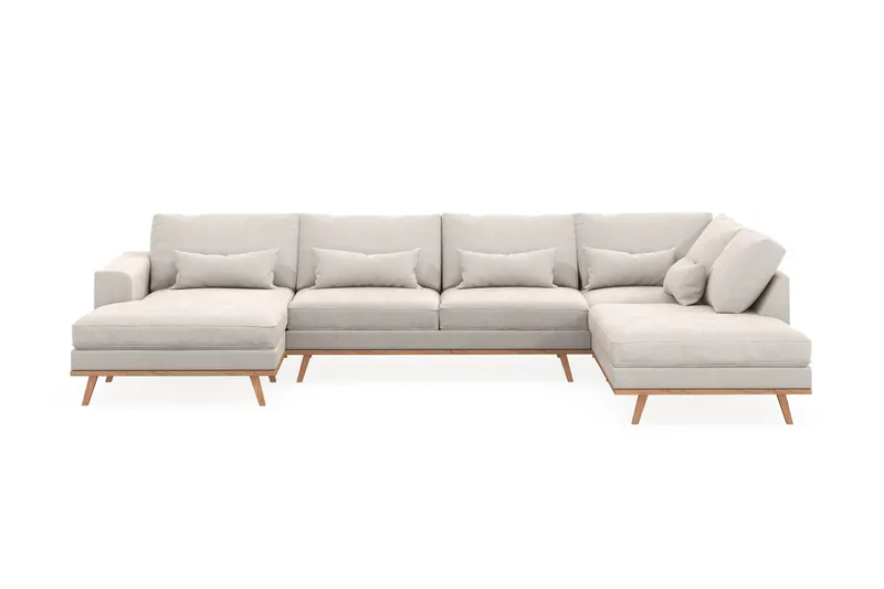 Copenhagen 5-sits Högervänd U-formad Soffa med Divan och Schäslong i Sammet - Krämvit - Products - Möbler - Soffa - Sammetssoffa