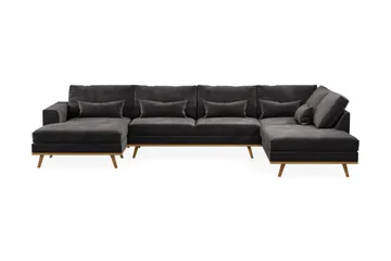 Copenhagen 5-sits Högervänd U-formad Soffa med Divan och Schäslong i Sammet - Mörkgrå - Products - Möbler - Soffa - Sammetssoffa