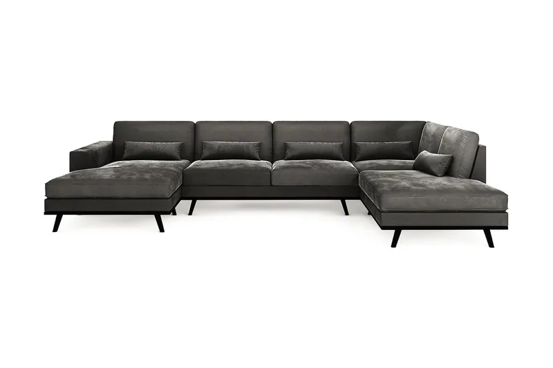 Copenhagen 5-sits Högervänd U-formad Soffa med Divan och Schäslong i Sammet - Mörkgrå - Products - Möbler - Soffa - Sammetssoffa
