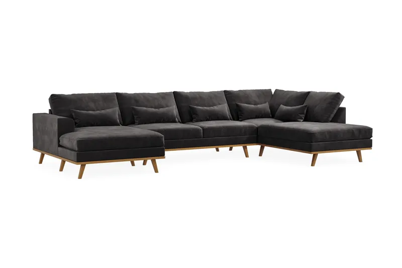 Copenhagen 5-sits Högervänd U-formad Soffa med Divan och Schäslong i Sammet - Mörkgrå - Products - Möbler - Soffa - Sammetssoffa