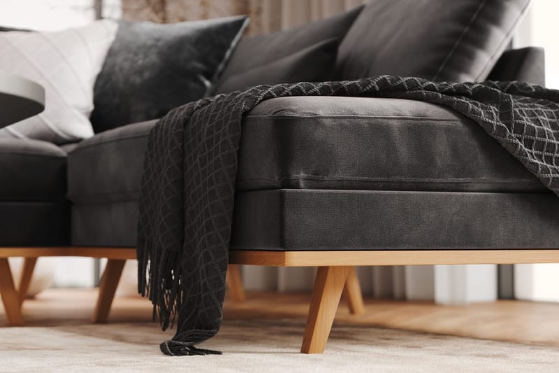 Copenhagen 5-sits Högervänd U-formad Soffa med Divan och Schäslong i Sammet - Mörkgrå - Products - Möbler - Soffa - Sammetssoffa