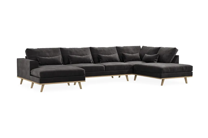 Copenhagen 5-sits Högervänd U-formad Soffa med Divan och Schäslong i Sammet - Mörkgrå - Products - Möbler - Soffa - Sammetssoffa