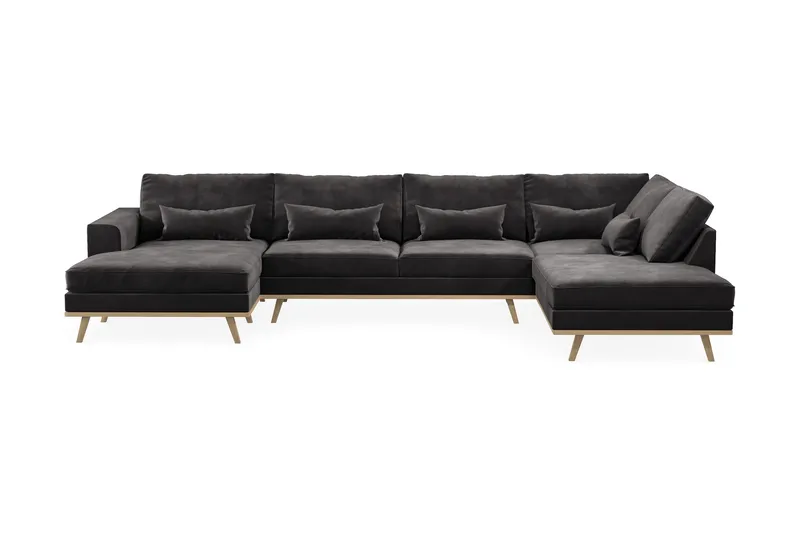 Copenhagen 5-sits Högervänd U-formad Soffa med Divan och Schäslong i Sammet - Mörkgrå - Products - Möbler - Soffa - Sammetssoffa