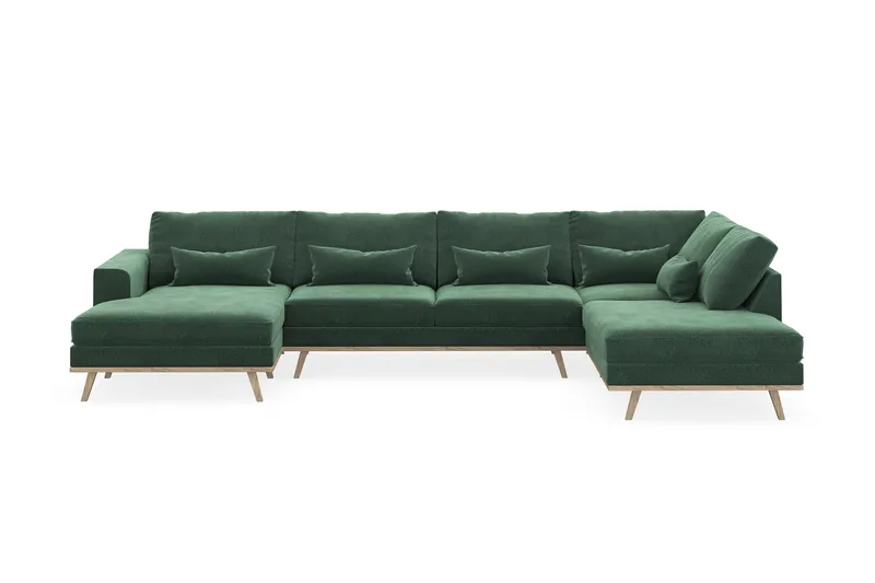 Copenhagen 5-sits Högervänd U-formad Soffa med Divan och Schäslong i Sammet - Mörkgrön - Products - Möbler - Soffa - Sammetssoffa