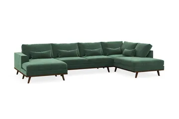 Copenhagen 5-sits Högervänd U-formad Soffa med Divan och Schäslong i Sammet - Mörkgrön - Products - Möbler - Soffa - Sammetssoffa