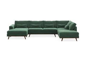 Copenhagen 5-sits Högervänd U-formad Soffa med Divan och Schäslong i Sammet - Mörkgrön - Products - Möbler - Soffa - Sammetssoffa