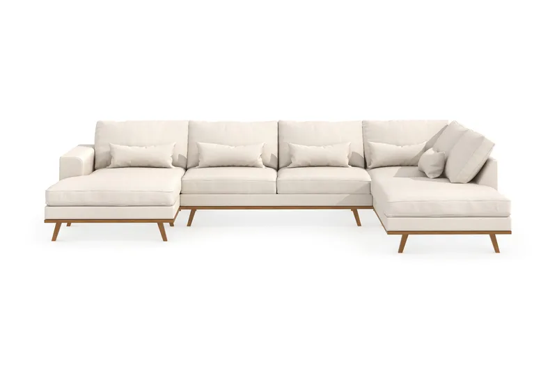Copenhagen 5-sits Högervänd U-formad Soffa med Divan och Schäslong i Tyg - Beige - Products - Möbler - Soffa - U-soffa