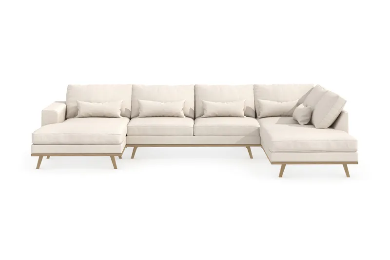 Copenhagen 5-sits Högervänd U-formad Soffa med Divan och Schäslong i Tyg - Beige - Products - Möbler - Soffa - U-soffa