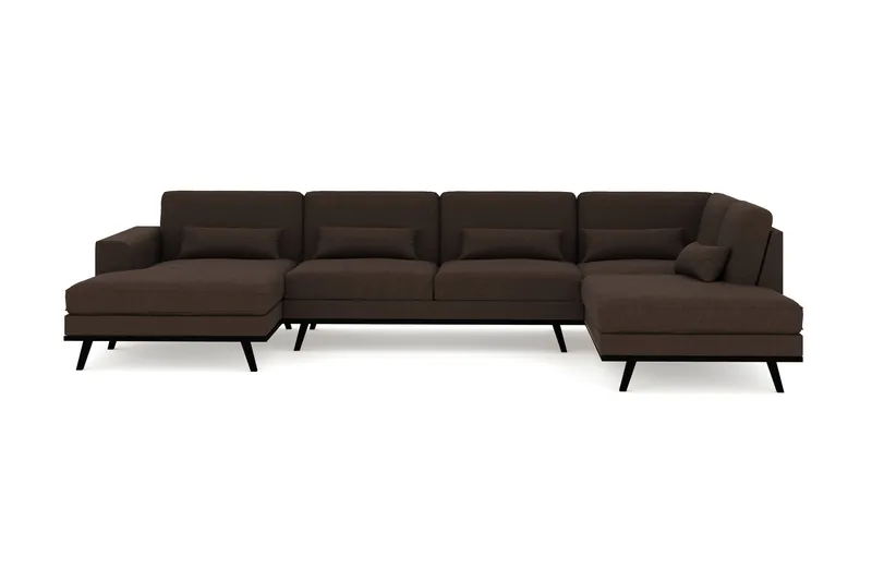 Copenhagen 5-sits Högervänd U-formad Soffa med Divan och Schäslong i Tyg - Brun - Products - Möbler - Soffa - U-soffa