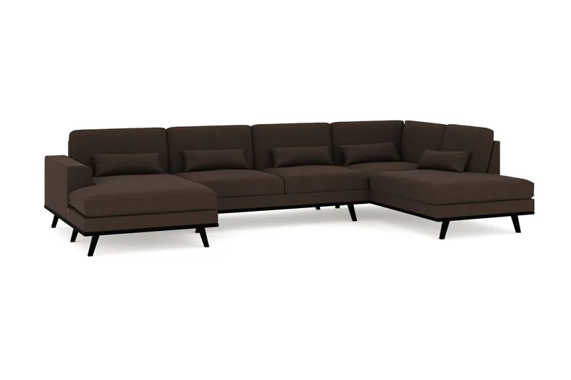 Copenhagen 5-sits Högervänd U-formad Soffa med Divan och Schäslong i Tyg - Brun - Products - Möbler - Soffa - U-soffa