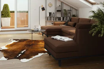 Copenhagen 5-sits Högervänd U-formad Soffa med Divan och Schäslong i Tyg - Brun - Products - Möbler - Soffa - U-soffa