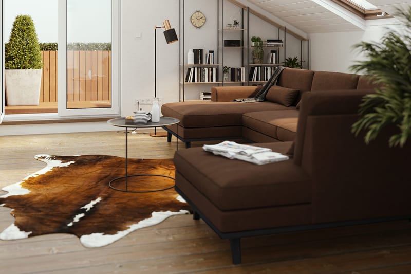 Copenhagen 5-sits Högervänd U-formad Soffa med Divan och Schäslong i Tyg - Brun - Products - Möbler - Soffa - U-soffa