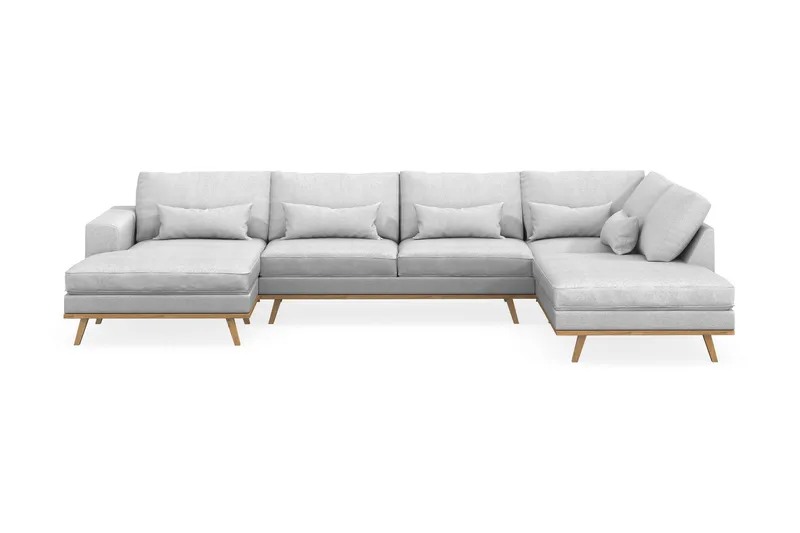 Copenhagen 5-sits Högervänd U-formad Soffa med Divan och Schäslong i Tyg - Ljusgrå - Products - Möbler - Soffa - U-soffa